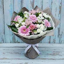 Букет цветов из:  Герберы, Альстромерии и Хризантемы в Нижнетроицкий