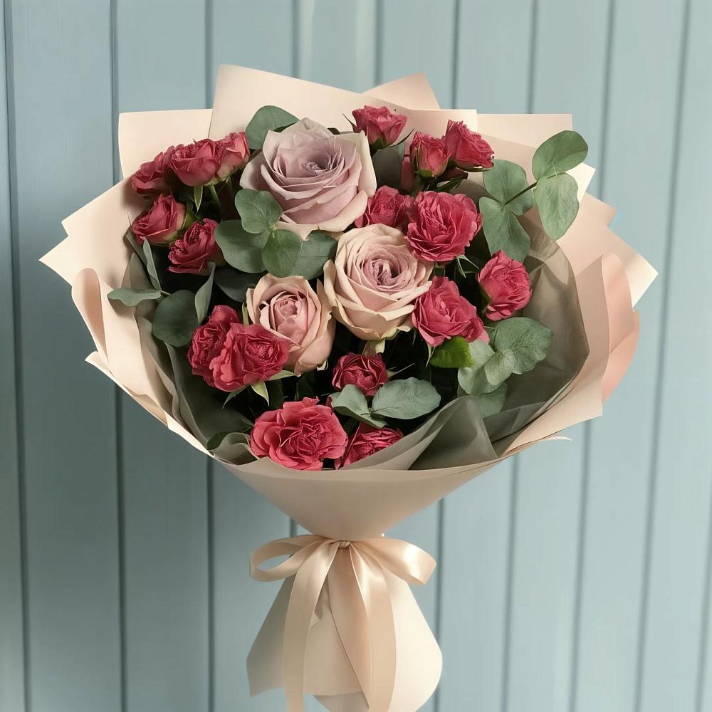 Букет цветов из: Гвоздики и Розы в Нижнетроицкий