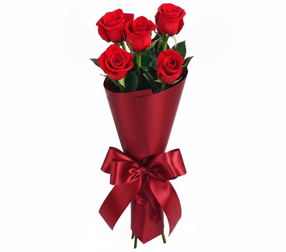 Букет 5 Красных роз Эдлесс Лав в Нижнетроицкий