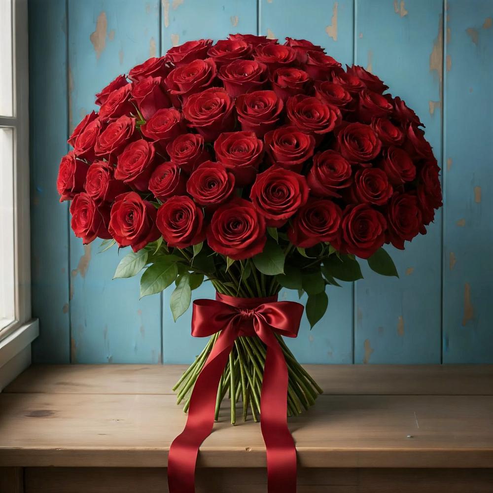 Букет Красные розы Блэк Меджик в Нижнетроицкий