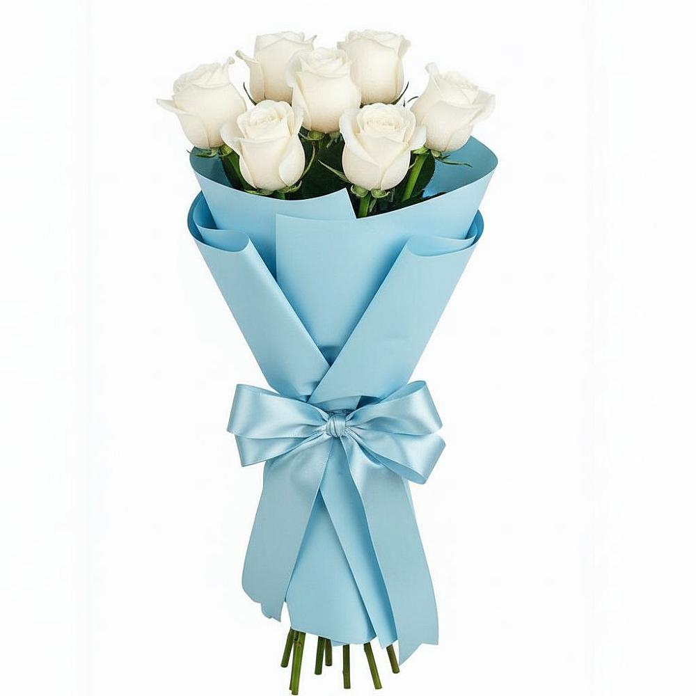 Букет 7 белых роз Проуд в Нижнетроицкий