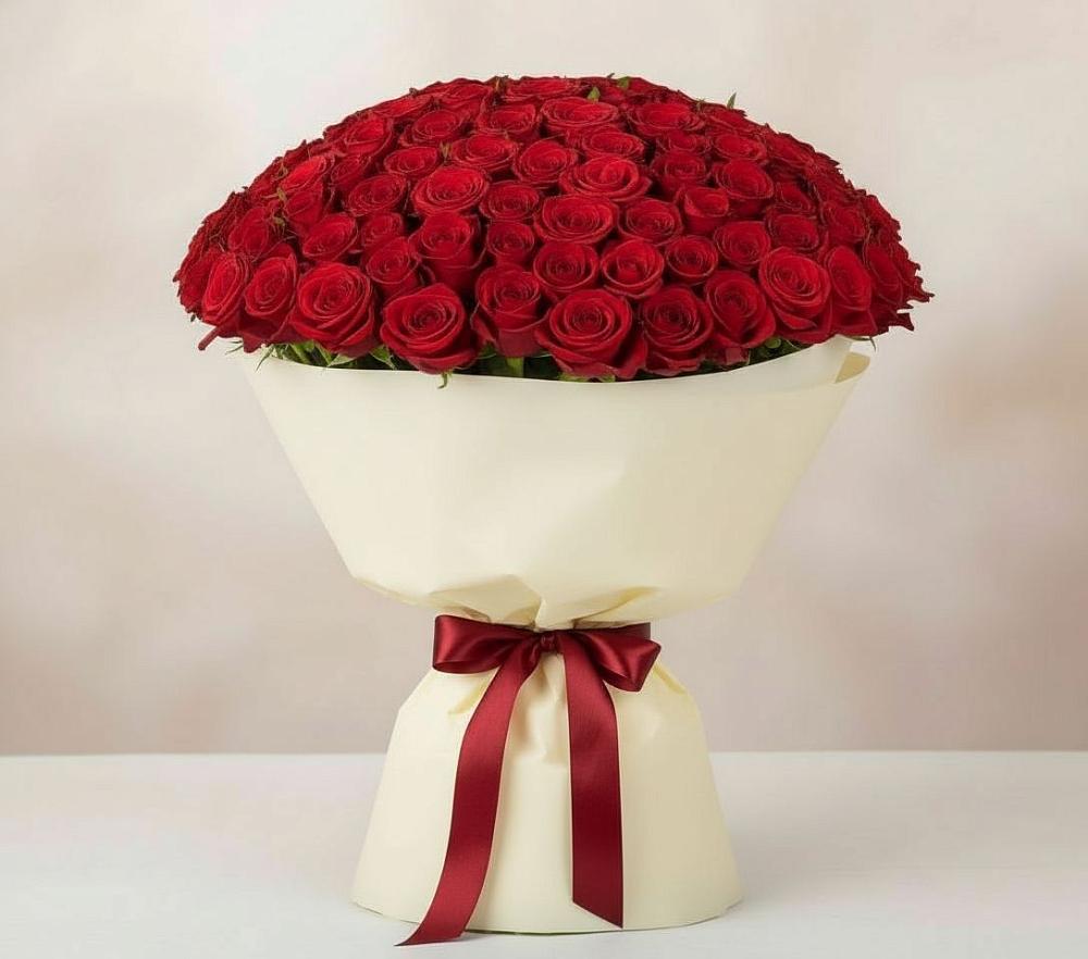 Букет 101 Красная роза Милано в Нижнетроицкий