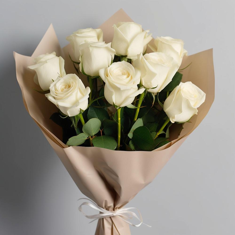 Букет 9 Белых роз Эдлесс Лав в Нижнетроицкий