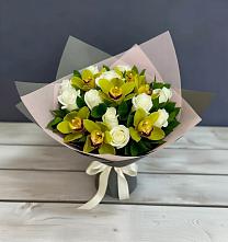 Букет цветов из:  Орхидеи и Розы в Нижнетроицкий