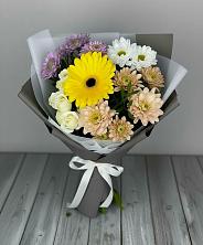 Букет цветов из:  Розы, Герберы и Хризантемы в Нижнетроицкий