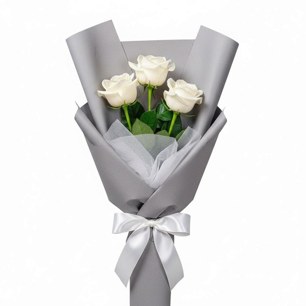 Букет 3 белые розы в Нижнетроицкий
