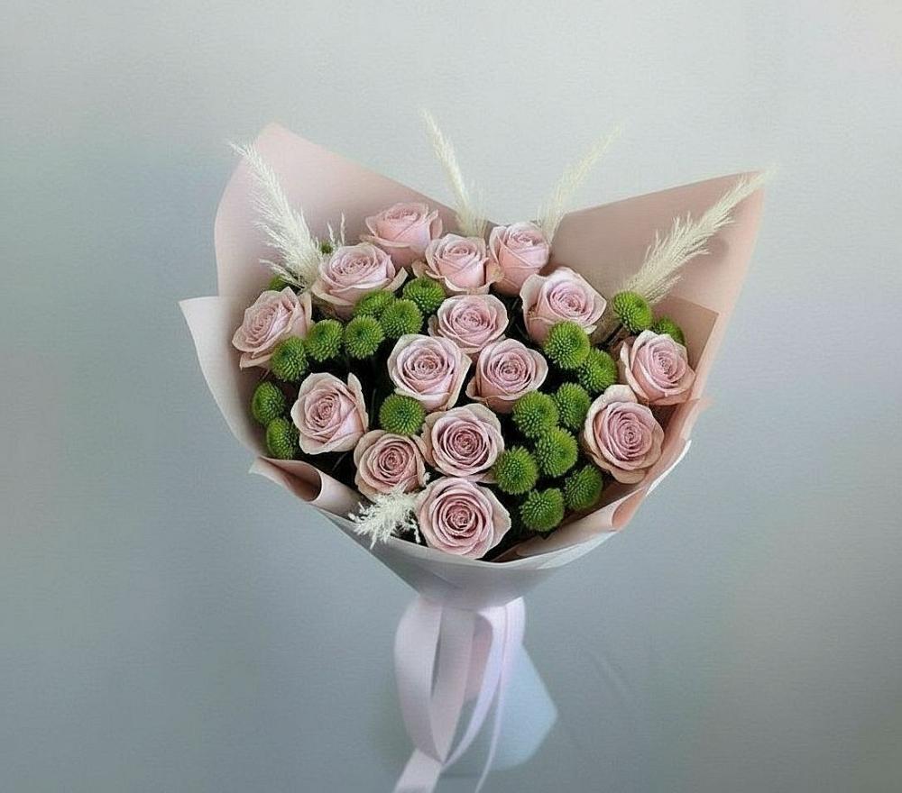 Букет цветов из: Розы и Хризантемы в Нижнетроицкий