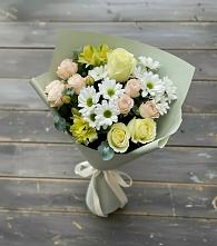 Букет цветов из:  Альстромерии, Розы и Хризантемы в Нижнетроицкий