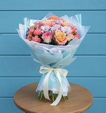 Букет цветов из:  Хризантемы и Розы в Нижнетроицкий